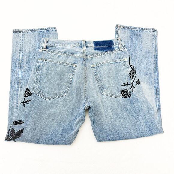 Rag & Bone Marilyn Crop Ramona Boyfriend Jeans Floral Embroidery Size 25 $229 - Picture 8 of 9